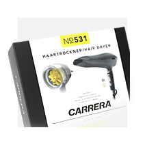 Haartrockner No 531 mit 2400 Watt bei nur 576 Gramm Gewicht. – CARRERA
